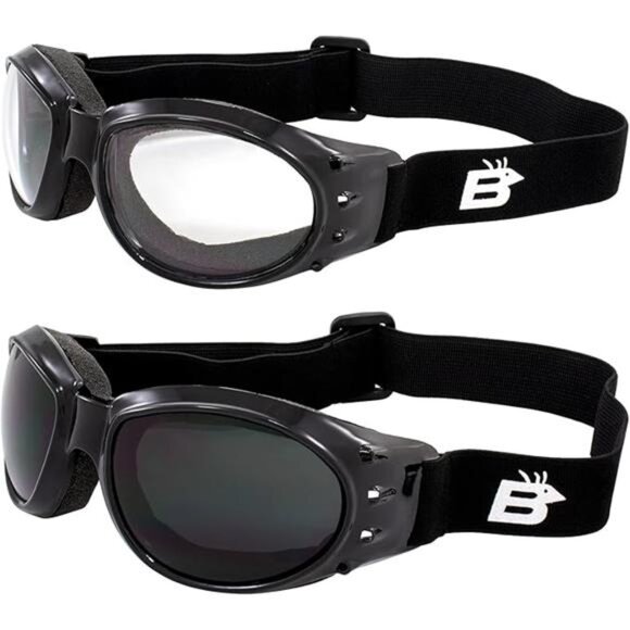 Birdz Eagle Red Baron Motorcycle Airsoft Goggles Clear & Super Dark Day Night